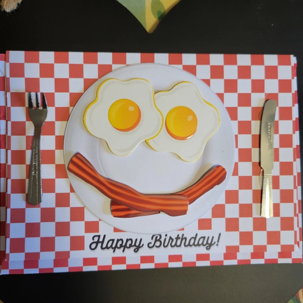 Farmhouse Eggs Stainless Steel Mini Utensils Greeting Birthday Card Cute!